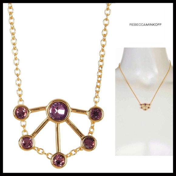 REBECCA MINKOFF PURPLE JEWELED GOLD NECKLACE A3C - Picture 4 of 7